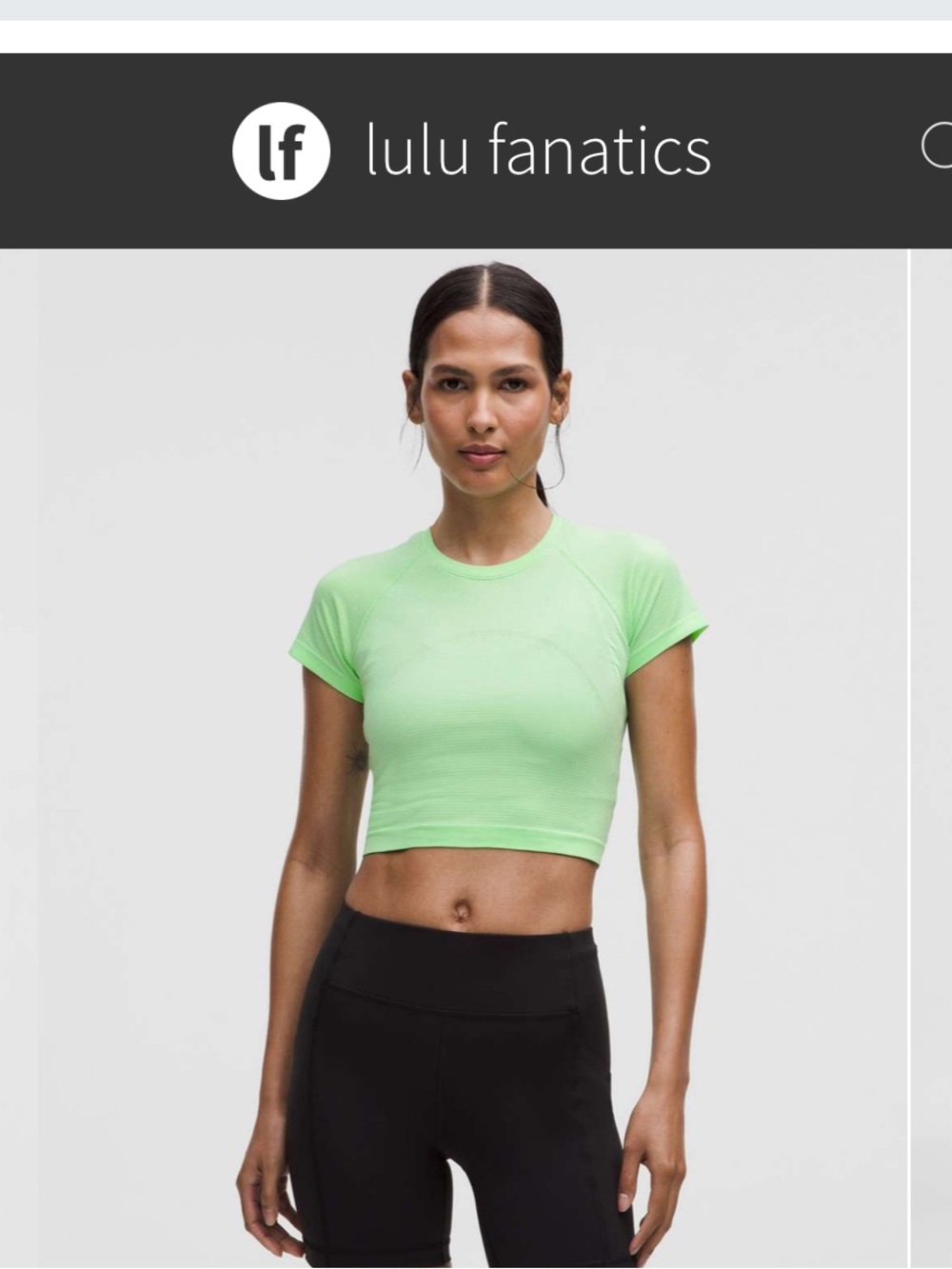 NWT Lululemon Swiftly Tech Cropped Short-Sleeve Shirt 2.0 Sz 8 Citra Lime Green